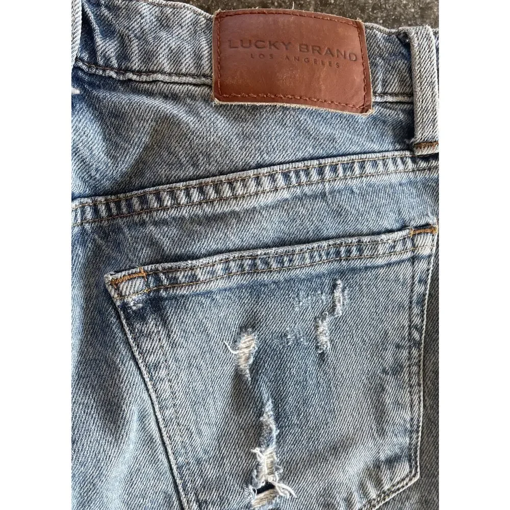 Lucky Brand Drew High Rise Mom Jean Light Wash Distressed Size 4/27 Acid Wash - Picture 9 of 16